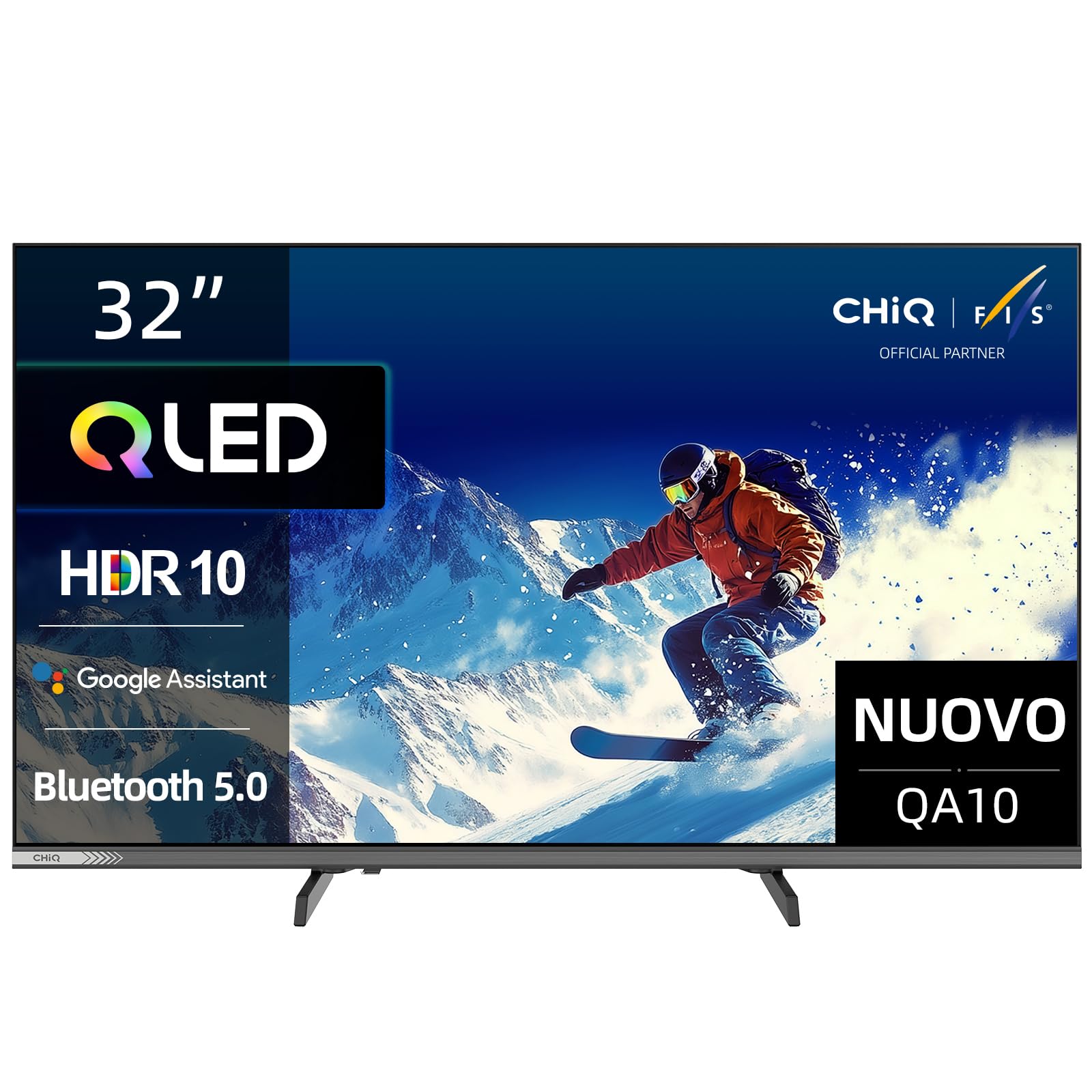 Google QLED CHIQ 32QA10 Smart TV 32 cale | Full HD HDR10 | Dolby Audio i DBX-TV | Metalowa konstrukcja bez ramy | Wbudowany Chromecast | Asystent Google | Nowy model 2025