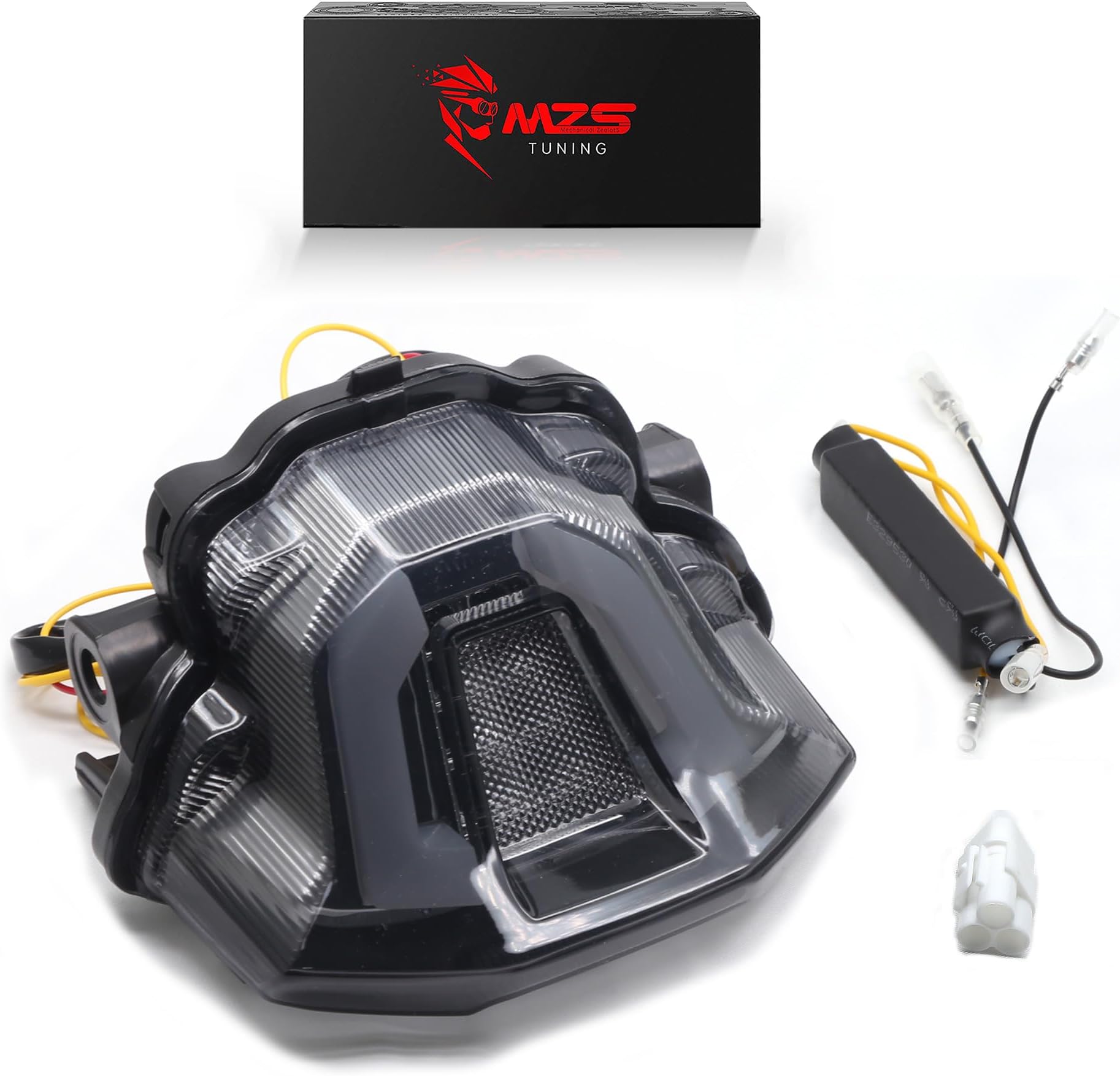 MZS Motorcycle LED Tail Light Compatible with MT07 MT-07 2025 2026,Integrated Turn Signal Blinker Running Brake Taillight Assemblies Smoke