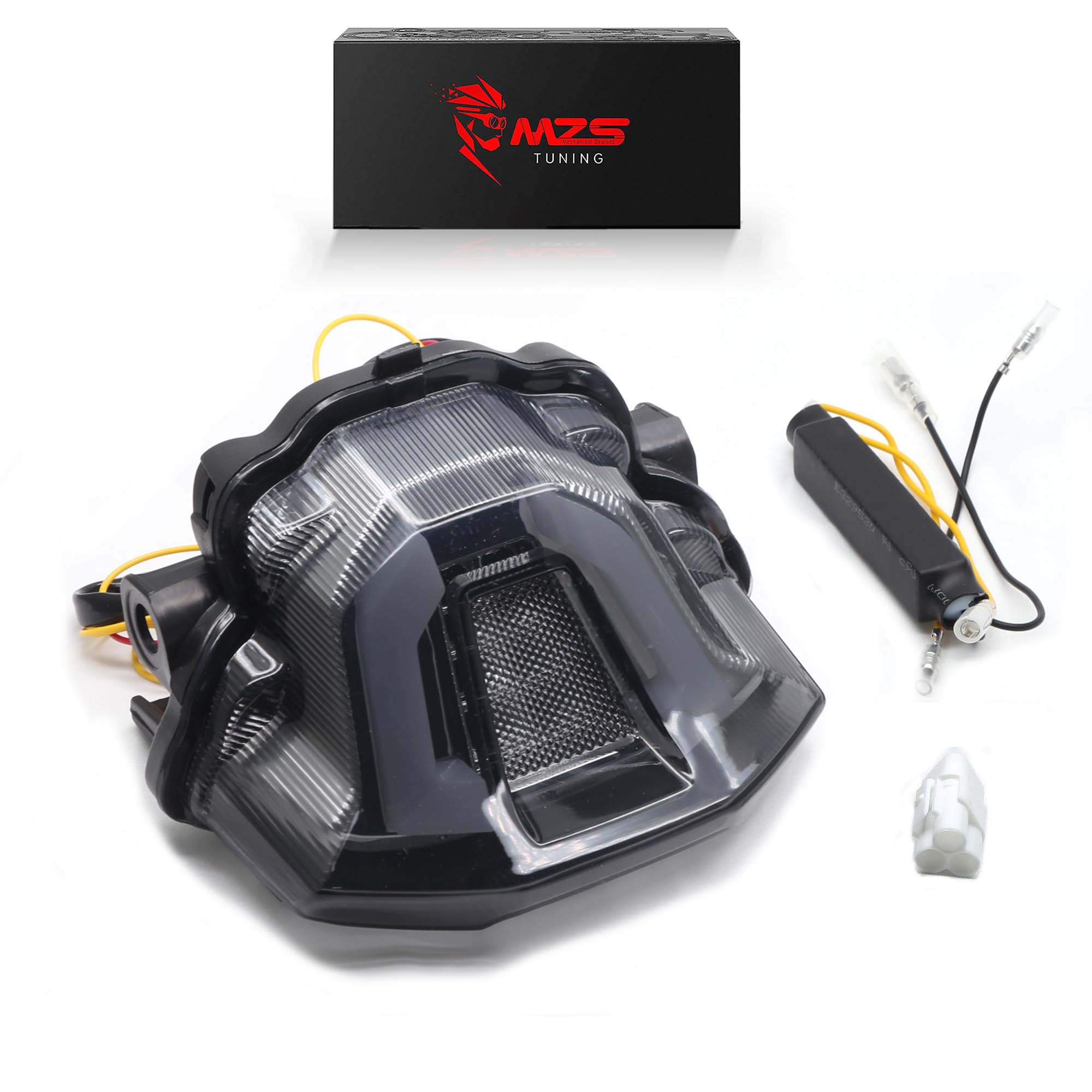 MZS Motorcycle LED Tail Light Compatible with MT07 MT-07 2025 2026,Integrated Turn Signal Blinker Running Brake Taillight Assemblies Smoke