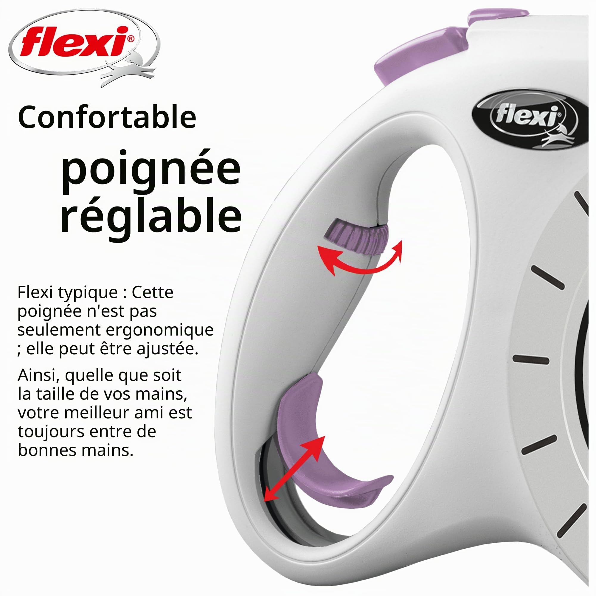 Flexi® Select M | Laisse à Enrouleur à Sangle réglable Entre 0-7 m | Gris/Violet | Laisse rétractable pour Chiens jusqu'à 25 kg | Poids : 440 g | Dimensions : 12,9 x 19,2 cm