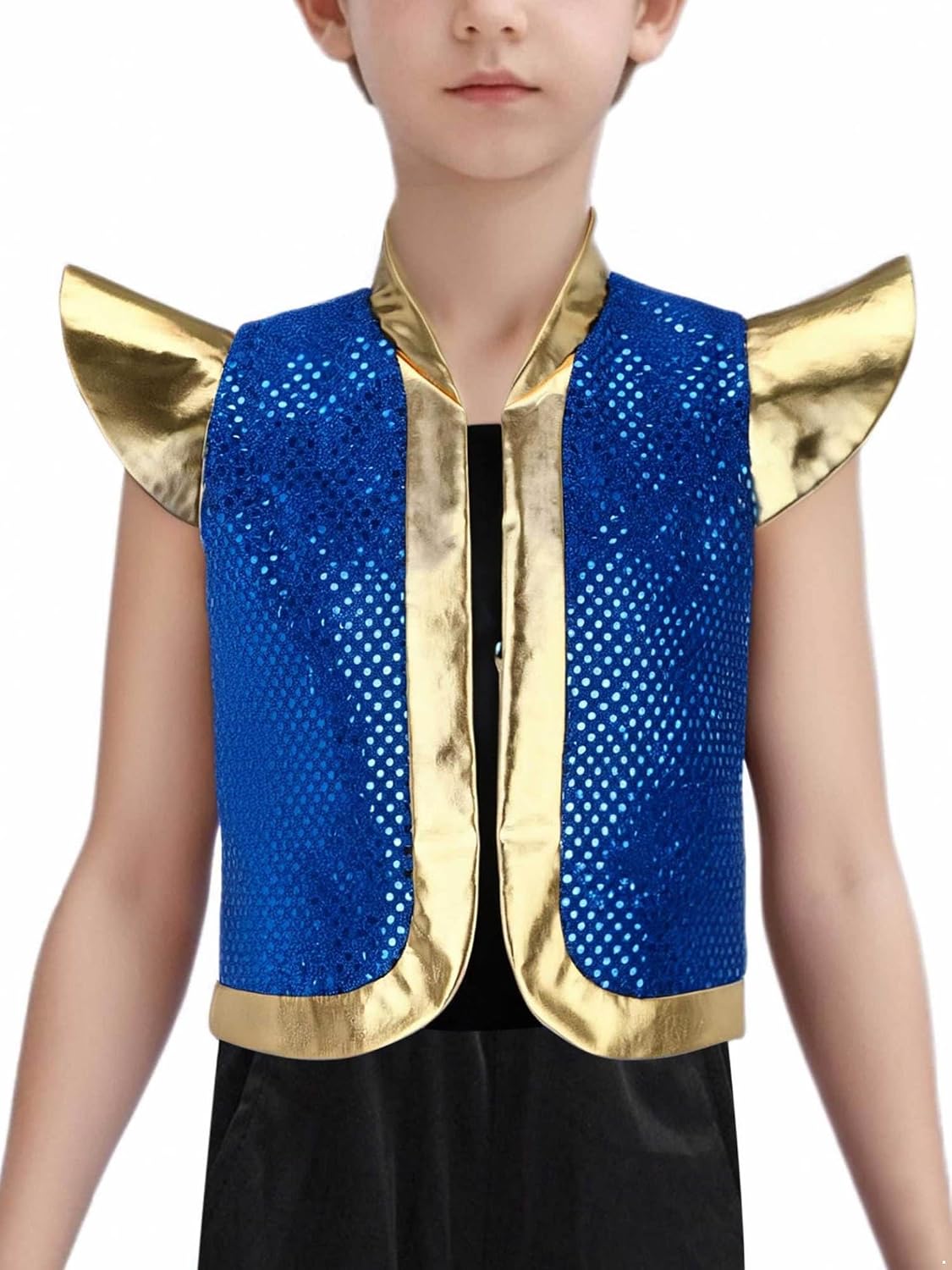 Arabian Prince Style Vest for Boys Sequined Cap Sleeve Open Front Waistcoat