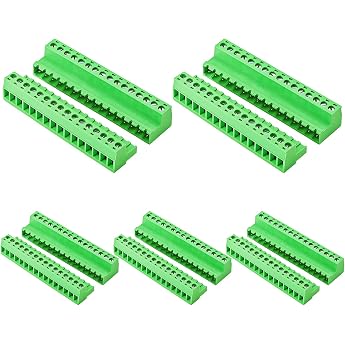 Set of 5 16 Pin 2EDGRK 5.08 mm Pitch Pluggable PCB Screw Terminal Connector for Socket Panel Mount