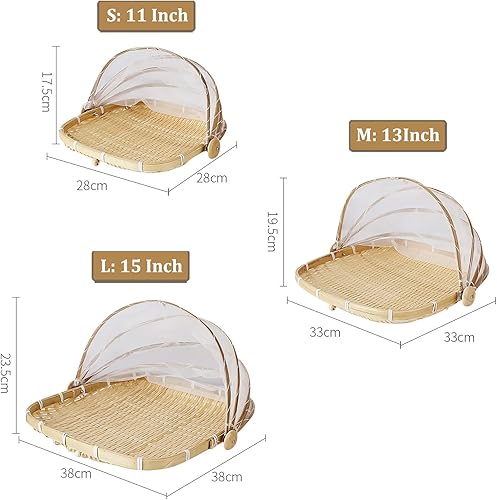 Miniatura 3 de Cesta de bambú para servir alimentos con tapa, cesta cuadrada tejida a mano para pan y verduras, contenedor de almacenamiento de alimentos a prueba