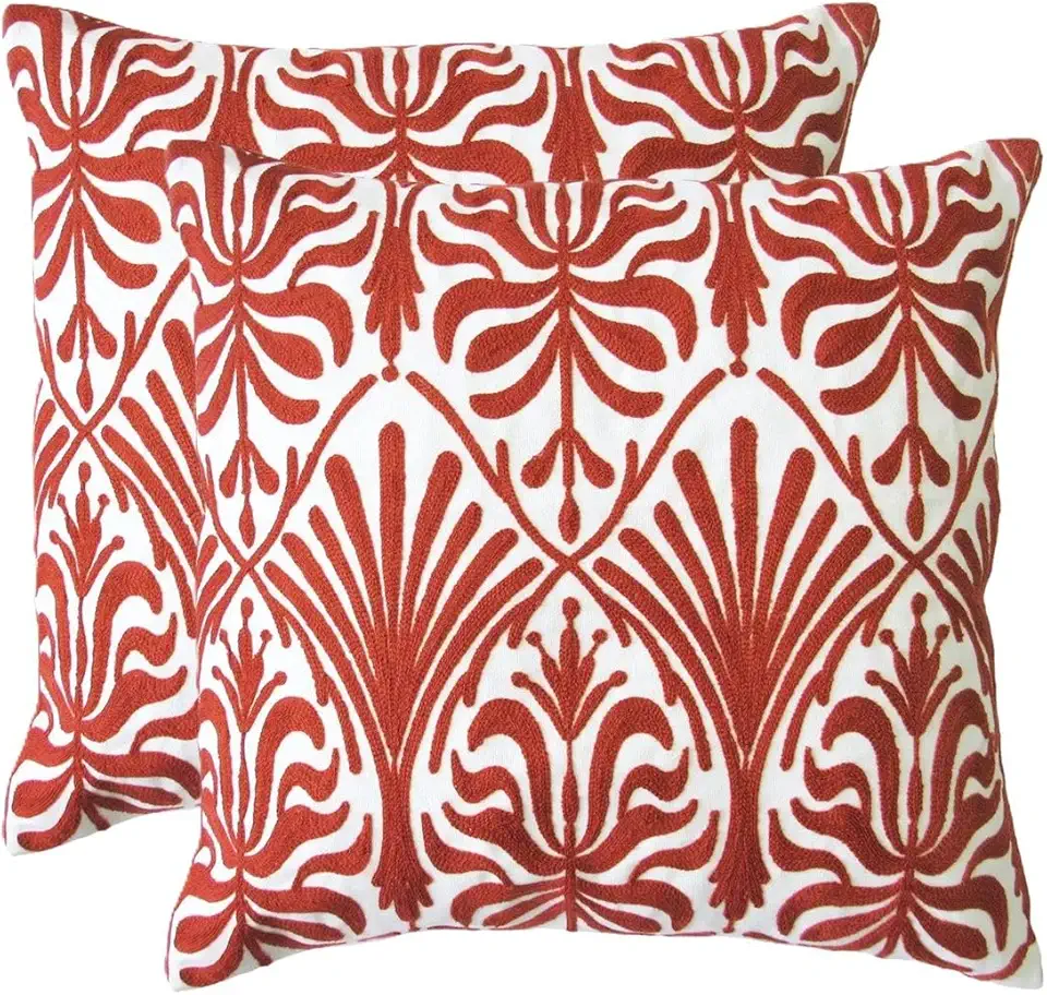 Kit 02 Capas de Almofada Grega Luxo Bordada Vermelha Jolitex