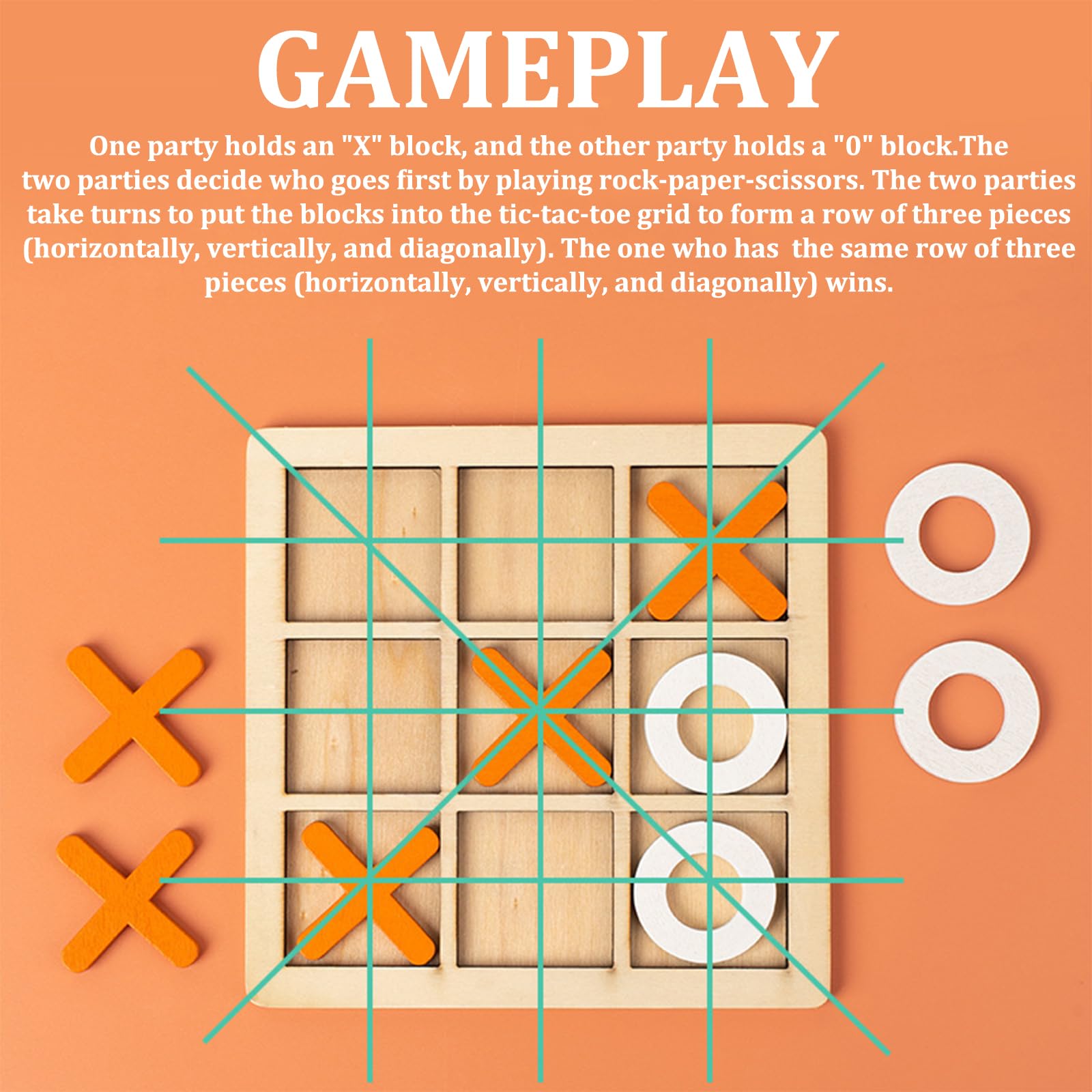 2 Stück Tic Tac Toe Extreme Aus Holz - Kompaktes Strategiespiel Für Unterwegs, Party & Familie (14.5x14.5cm)
