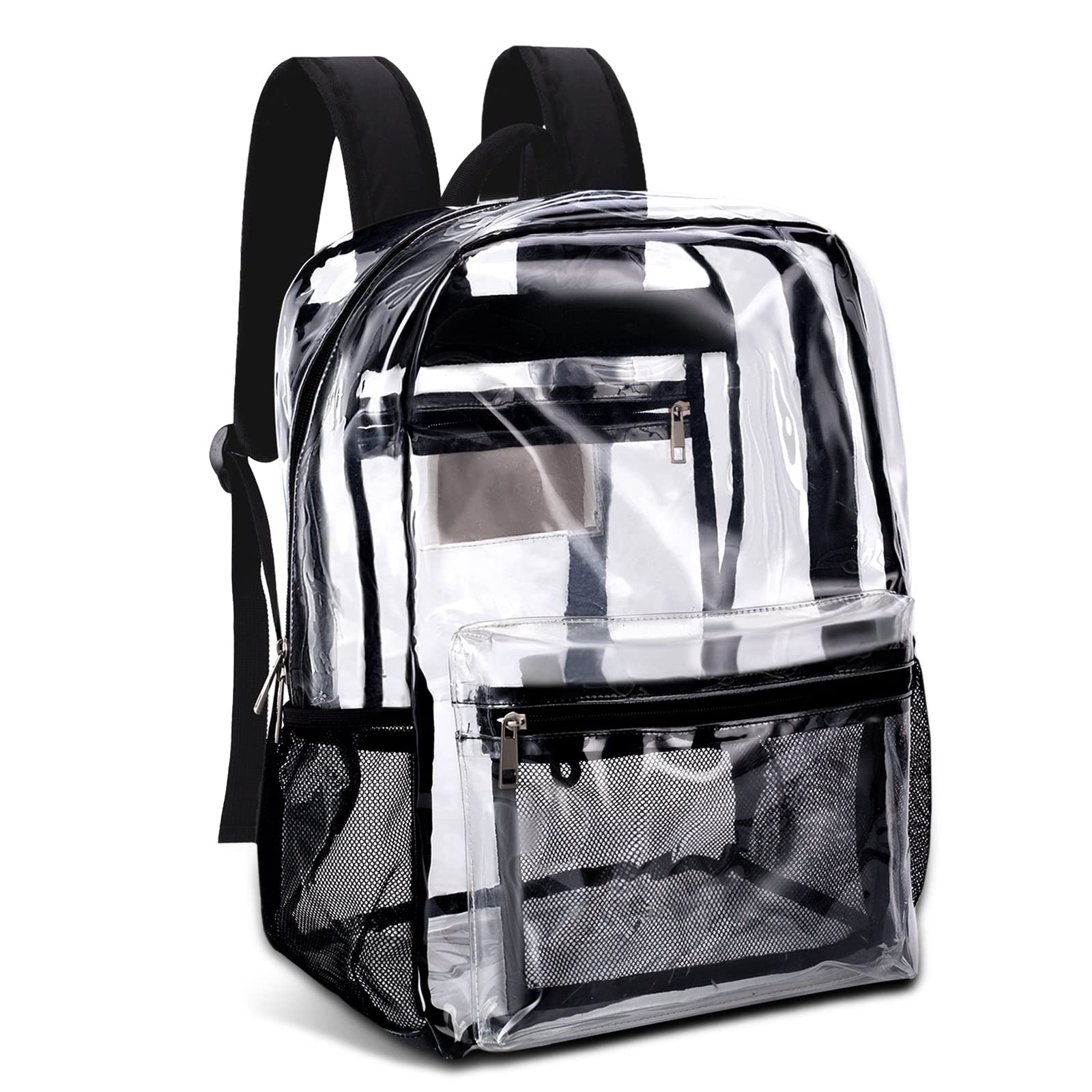 KekeInt'l Clear Backpack Heavy Duty PVC Clear Backpack, 40lbs(Black)