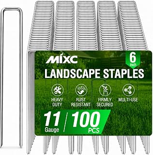 MIXC 100 Pack 6 Inch Landscape Staples for Lawn Yard