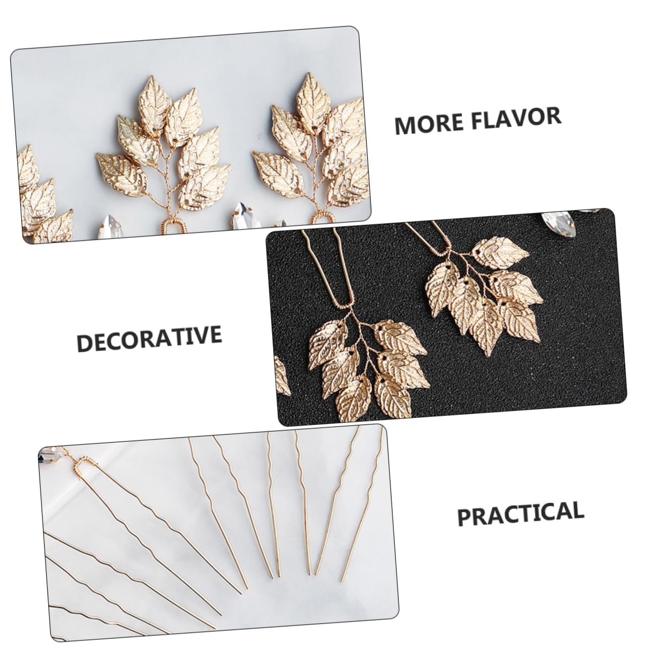 FRCOLOR 3sets Braut Hochzeit Haar Weibliche Haar Zubehör Strass Legierung Blatt Haarnadel 2packs * 3