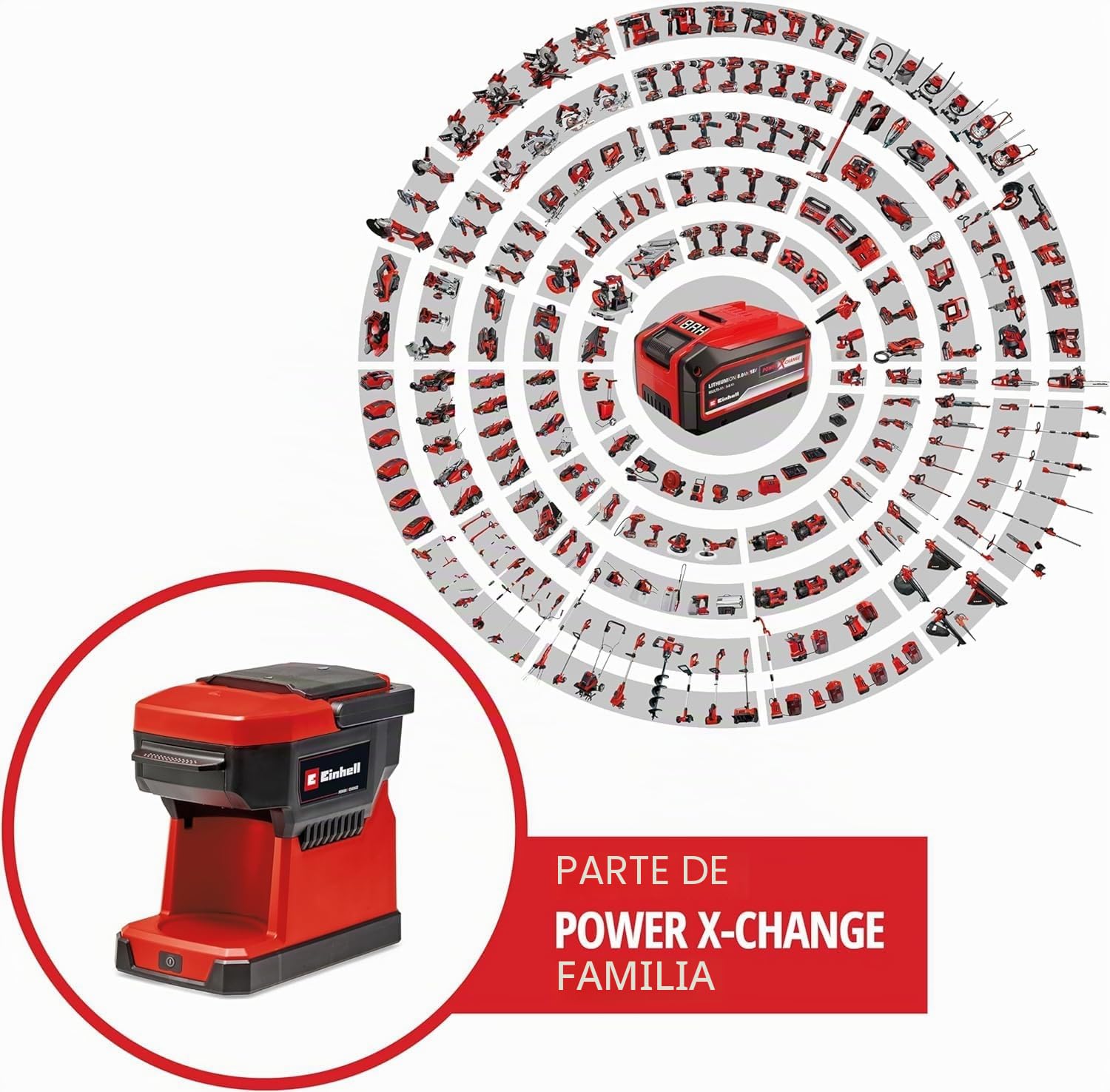 Einhell Cafetera con batería TE-CF 18 Li-Solo | PXC | 18 V | depósito 240 ml | para café filtrado/cápsulas | Asa de transporte | Taza de café con tapa | Sin batería
