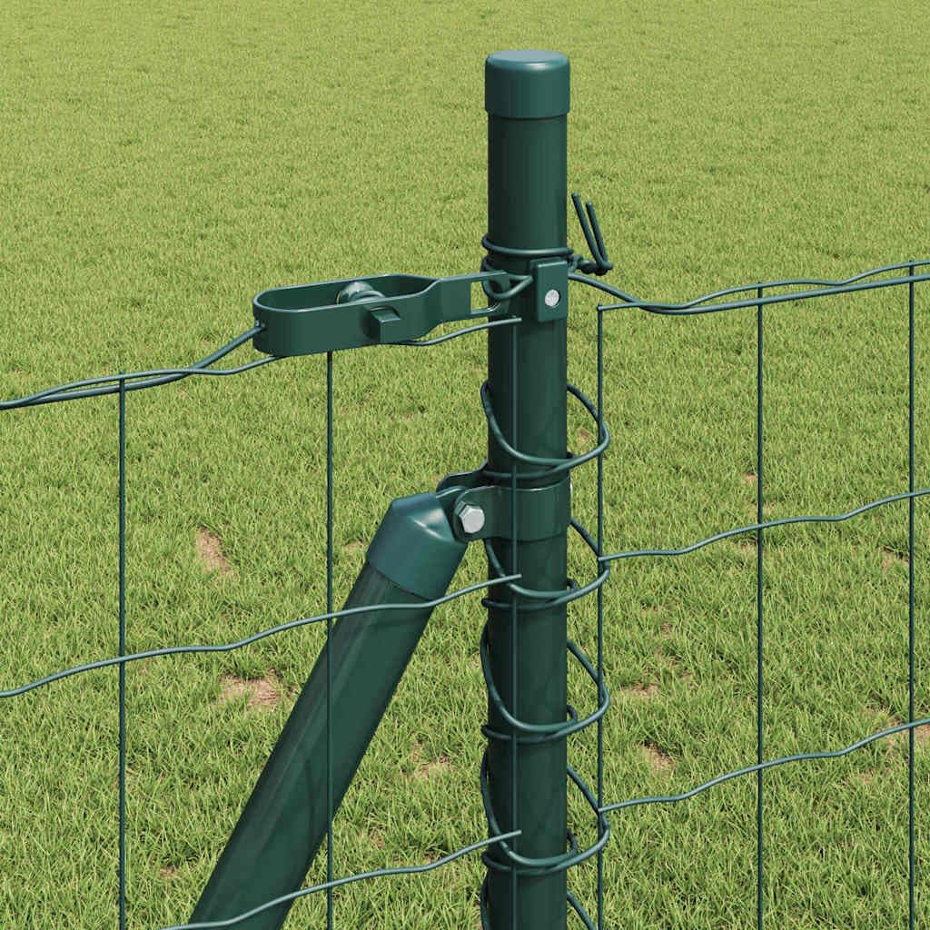 Ogrodzenie ze słupkami, kolor zielony, 0,8 x 10 m, stal, malowana proszkowo, odporna na promieniowanie UV, do ogrodu, odporna na warunki atmosferyczne, łatwy montaż