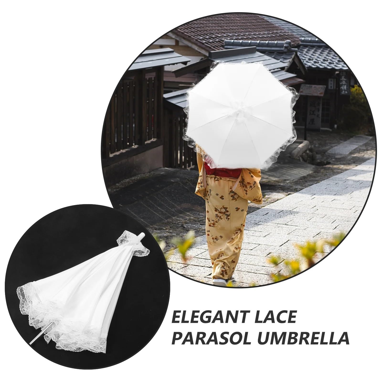 Parapluie Mariage Blanc Parapluie en dentelle, accessoire Photo, décor rétro for robe de mariée filles, parapluies blancs
