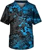 Men's Fit Gradient Color Scrub Tops Plus Size V-Neck Short Sleeve Funny Medical Workwear with 3 Pocket S-5XL
