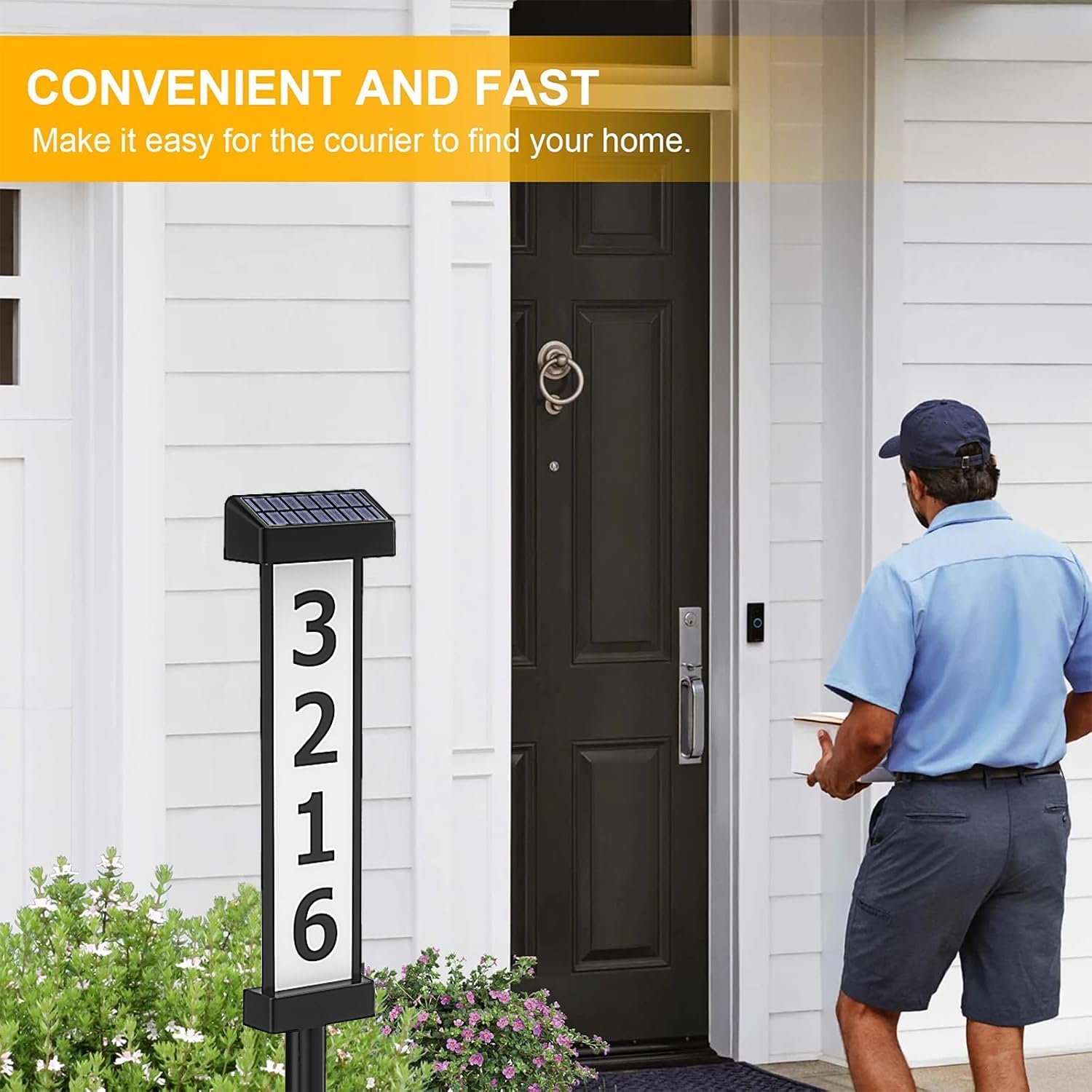 House Numbers for Outside [ Light up Dual-Sided Illuminated ], Solar Address signs for Yard with Plaque Stakes Outdoor Waterproof Illuminated Address Numbers for House Garden Patio Lawn