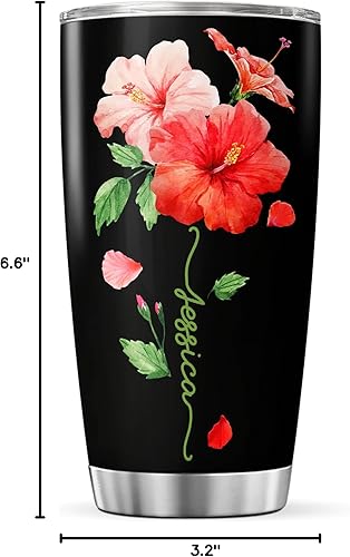 Vista 56 de CUBICER Vaso personalizado con aislamiento de lirio con tapa, nombre personalizado, regalos de Navidad para mujeres, amantes de las flores, vasos