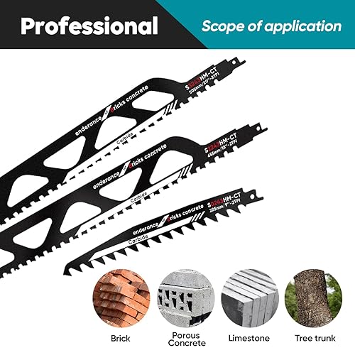 Miniatura 3 de Hojas de sierra recíproca de mampostería de demolición, hojas de sierra de aleación dura para cortar ladrillo, madera, metal, tubo de PVC, hormigón