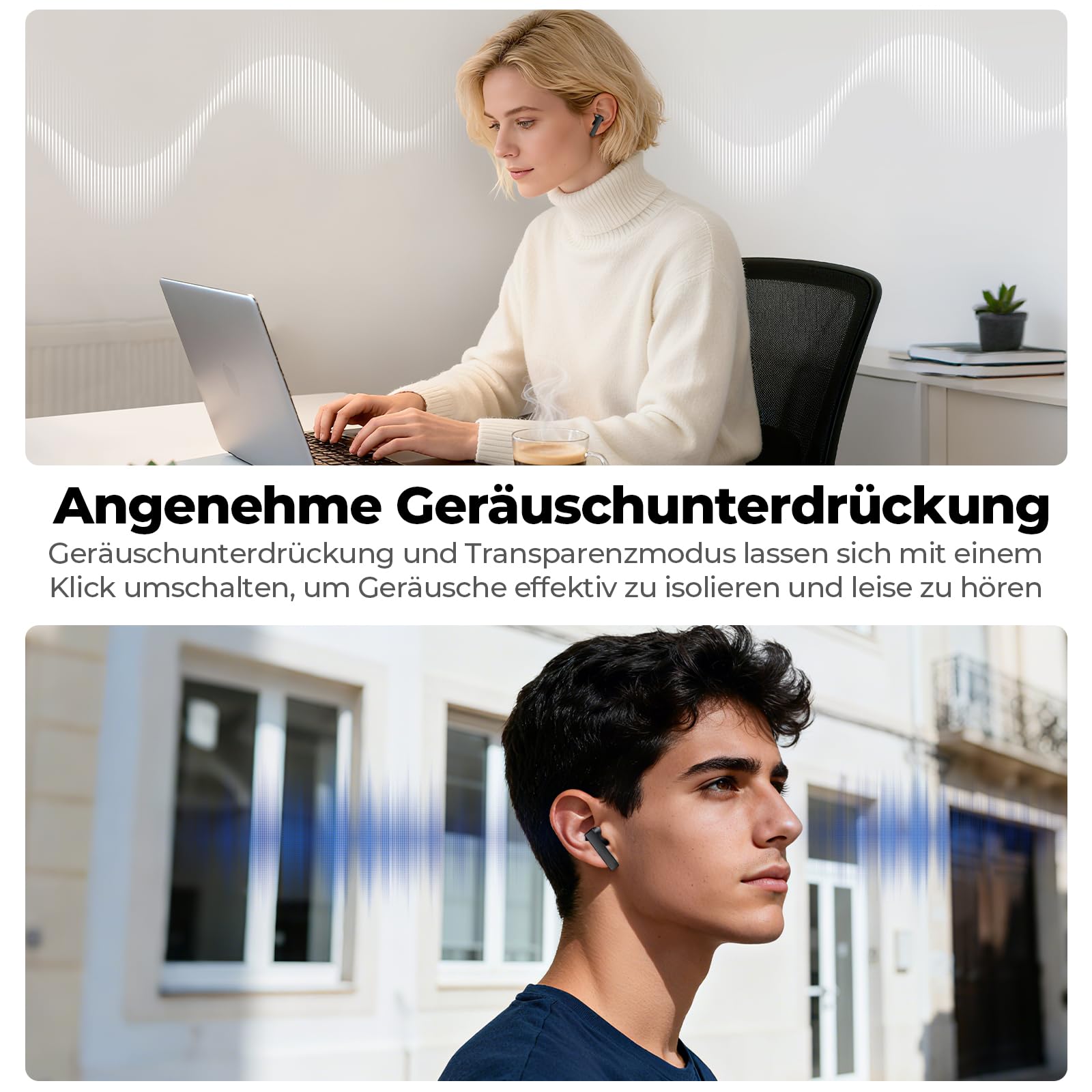 NE40 KI Übersetzer Kopfhörer, 134 Sprachen & 9 Modi Echtzeit Übersetzung | Bluetooth 6.0, mit Drehknopf IPX5 Wasserdicht, 48H Akku für Reisen, Geschäft und Studio