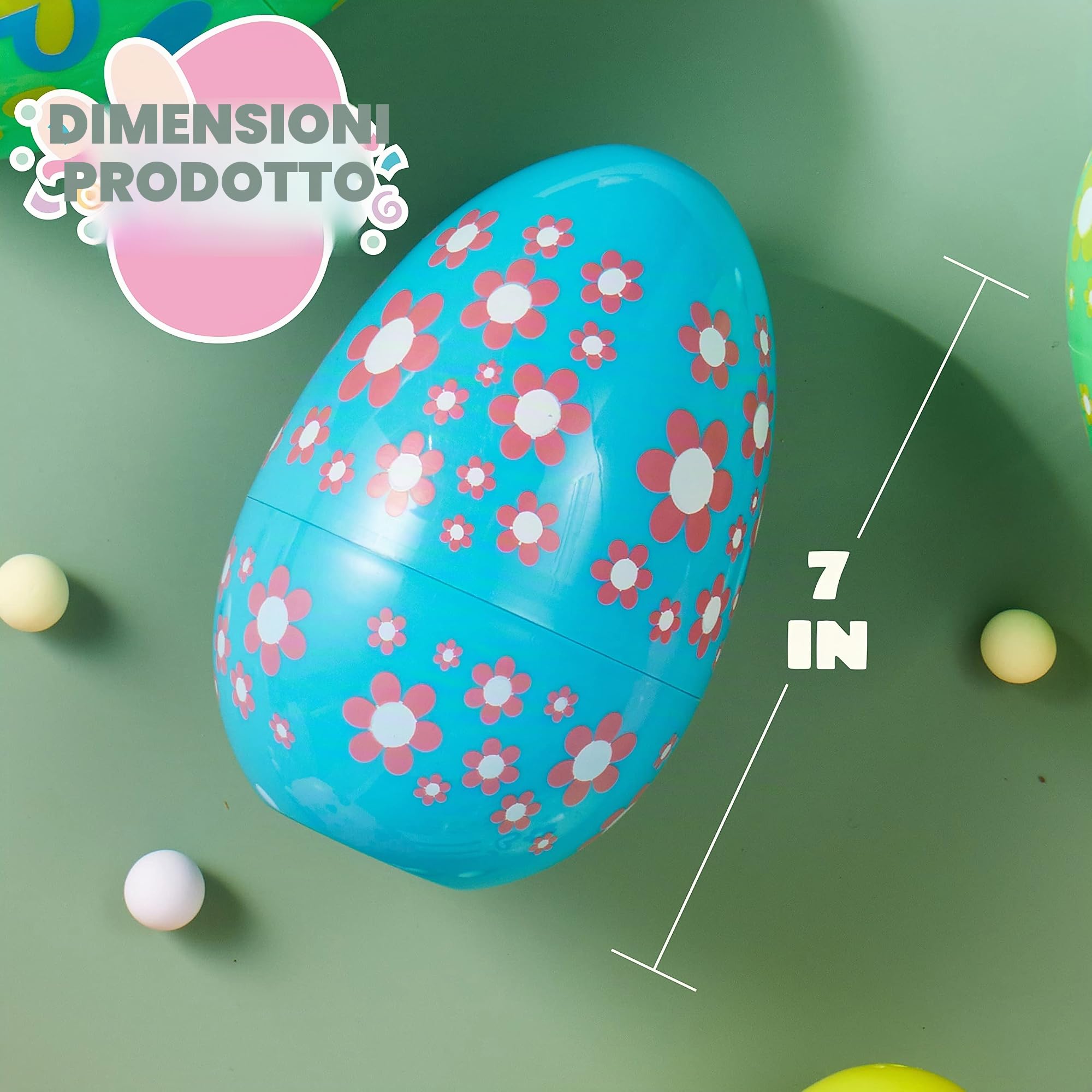 JOYIN 12 uova di Pasqua Jumbo da 17,8 cm, in plastica brillante, tinta unita, 6 colori assortiti, stampate uova vuote per riempire dolcetti, bomboniere, caccia, cestini, riempitivi, premi in classe