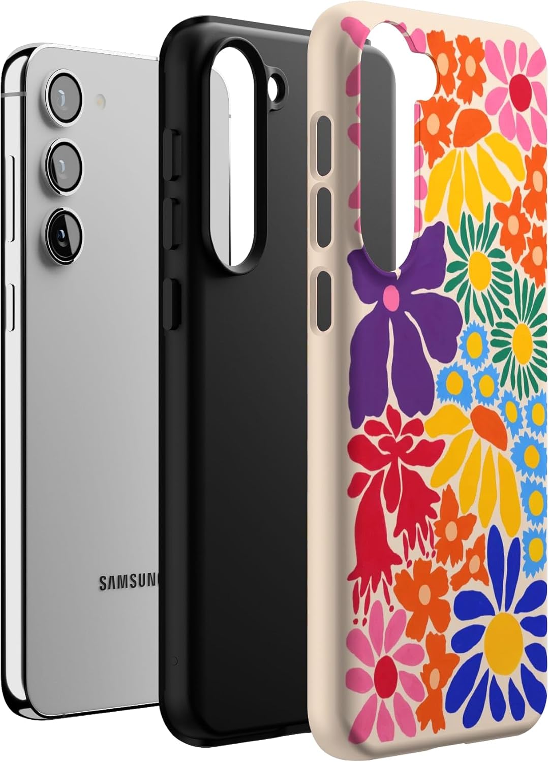 Casely Galaxy S23 Plus Case | Flower Patch | Multi-Color Floral | Essential Slim Dual-Layer Protective Design
