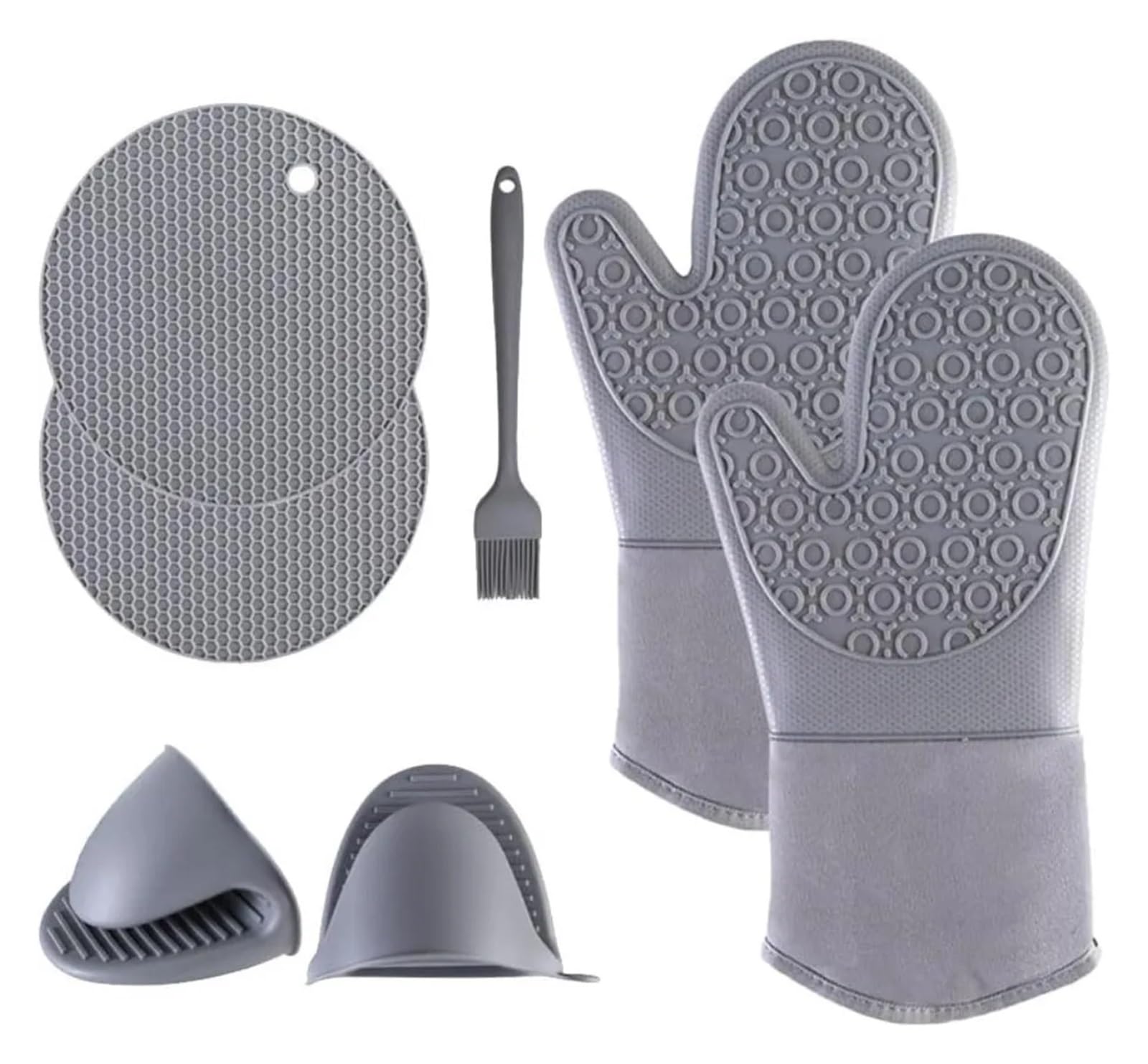 Genérico Set de 7 Guantes de Horno de Silicona, Guantes de 13.5 Pulgadas
