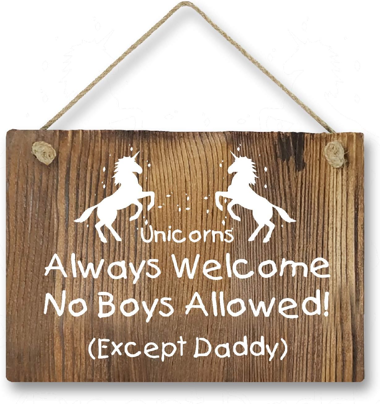 Agantree Art Funny Unicorn Welcome Rustic Front Door Hanger Wood Decor Sign for Kids Girls Nursery Bedroom