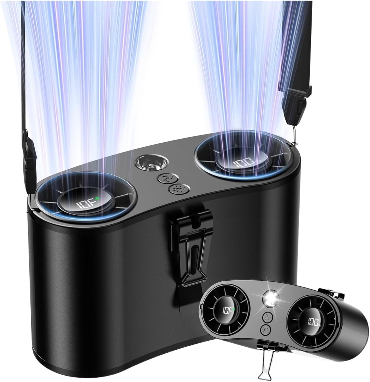 Portable Waist Fan 10 Speeds Personal Fan 20000mAh Rechargeable Desk with Display Outdoor Jobsite