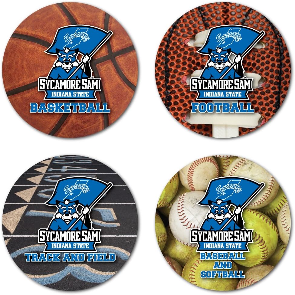 VictoryStore Coasters - Indiana State University Coaster Set, Sports Designs, Set of 4