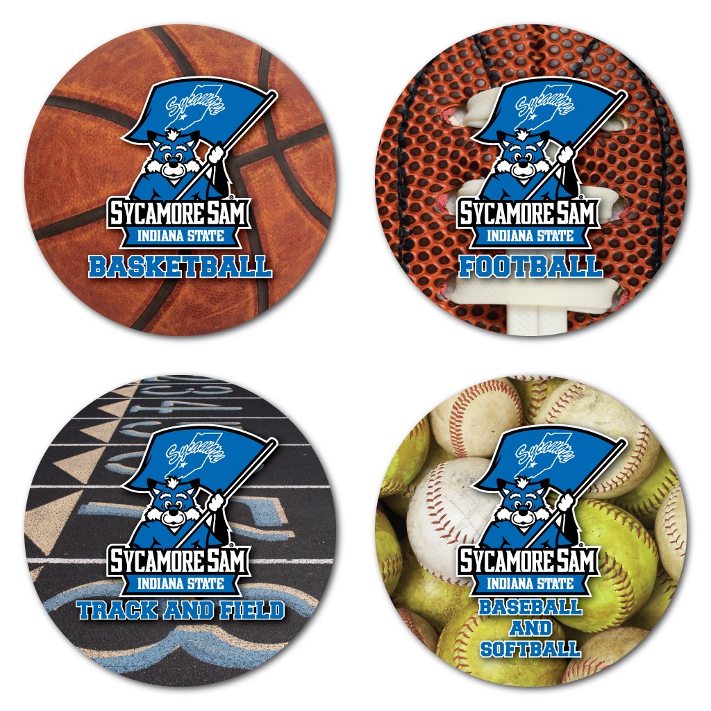 VictoryStore Coasters - Indiana State University Coaster Set, Sports Designs, Set of 4