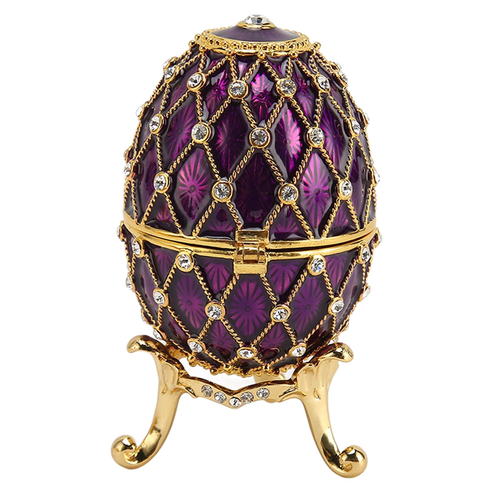 Dpofirs Schmuckschatulle Fabergé-Ei, Emaillierte Schmuckschatulle, Ei-Schmuckkästchen, für Wohnkultur, Klassische Ornamente, Metallhandwerk, für Wohnkultur (Lila)