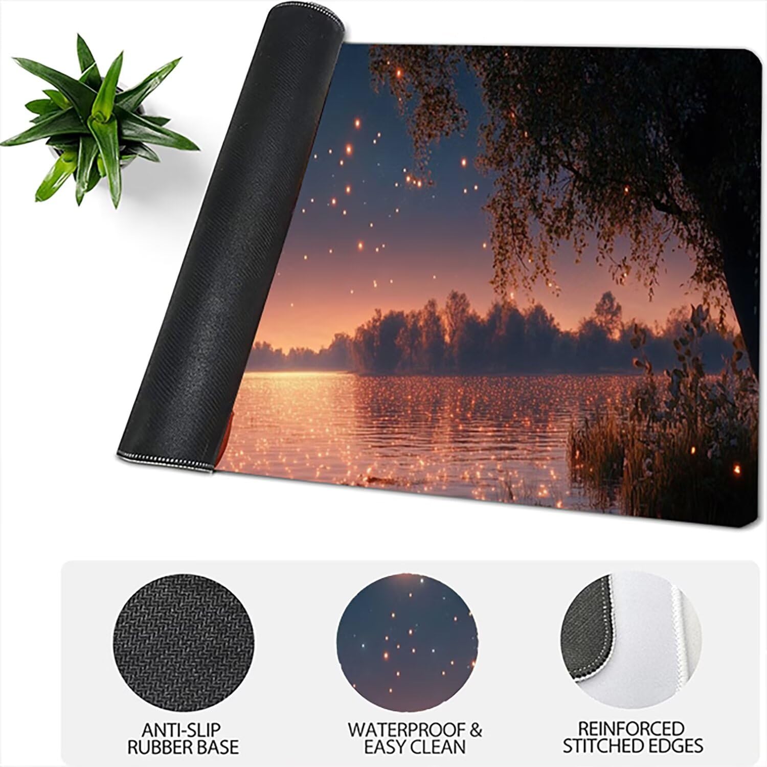 Lejnlnng Podkładka pod mysz do gier XXL, 120 x 60 cm, na biurko, gwiaździste niebo, wodoodporna podkładka pod mysz XL, antypoślizgowa gumowa podkładka pod mysz z przeszytymi krawędziami do biura, do