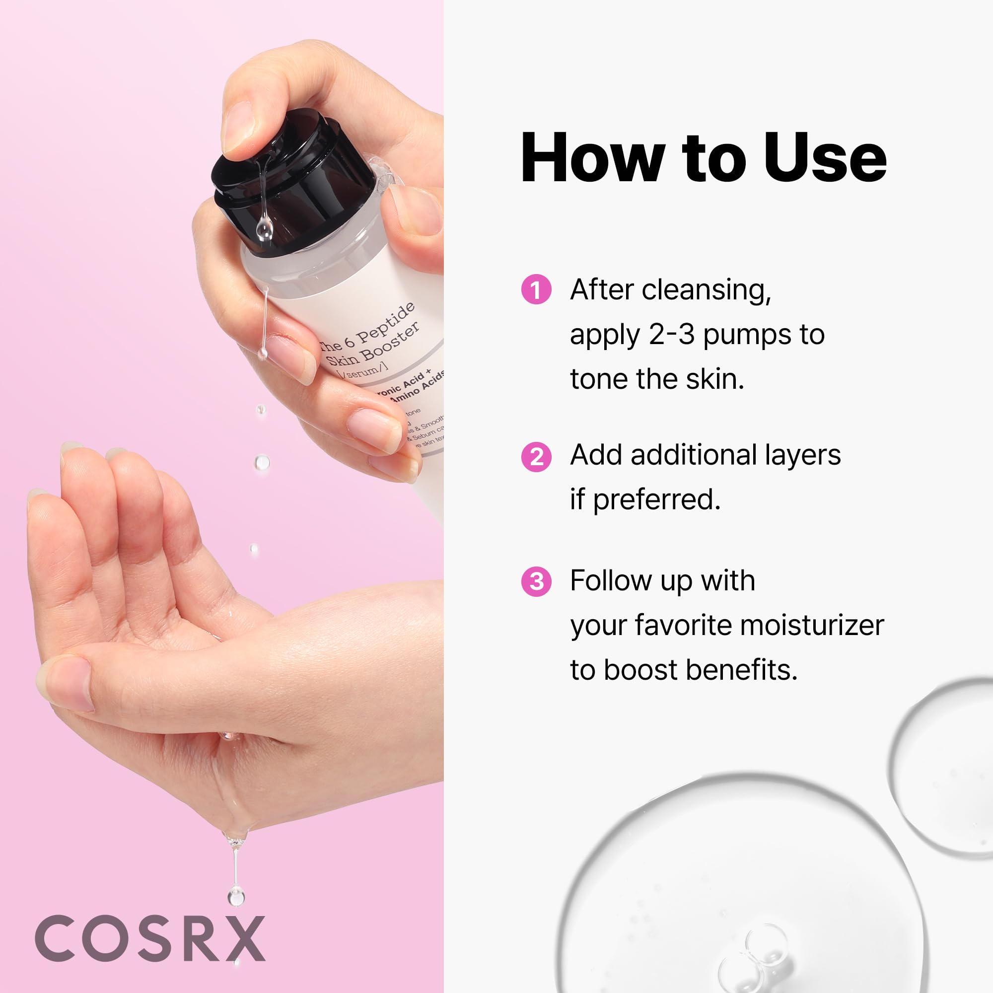 COSRX 6 peptydowych serum kolagenowych do twarzy z niacynamidem i kwasem hialuronowym, nawilżająca i ujędrniająca koreańska esencja, serum przeciwzmarszczkowe i napinające pory, dla pulchnego i