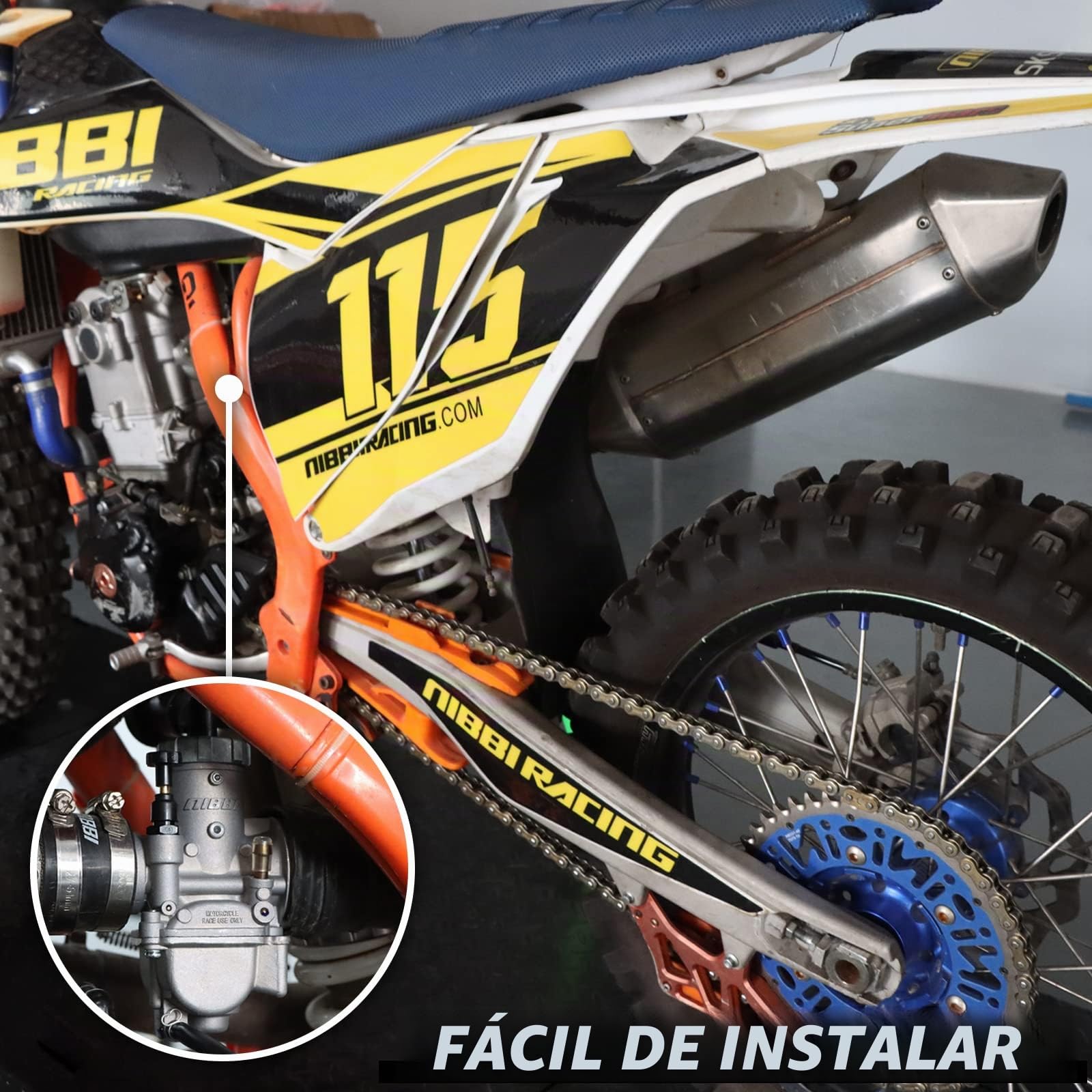 NIBBI Carburador PE30 mm, carburador de motocicleta de 250cc - 300cc con chorros de carbohidratos para motor de motocicleta