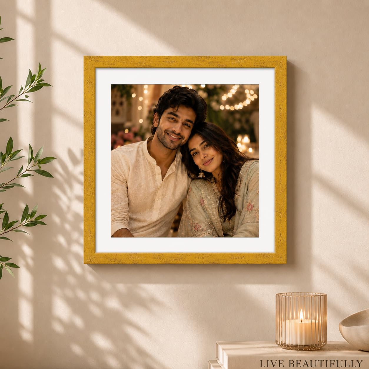 Art Street Synthetic Document Large Size Wall Photo Frame, Big Frames For Wall Artwork, Certificates, Picture & Photographs Home Decor (12x12 Inch, Matted To: 8x8 Inch, Gold)