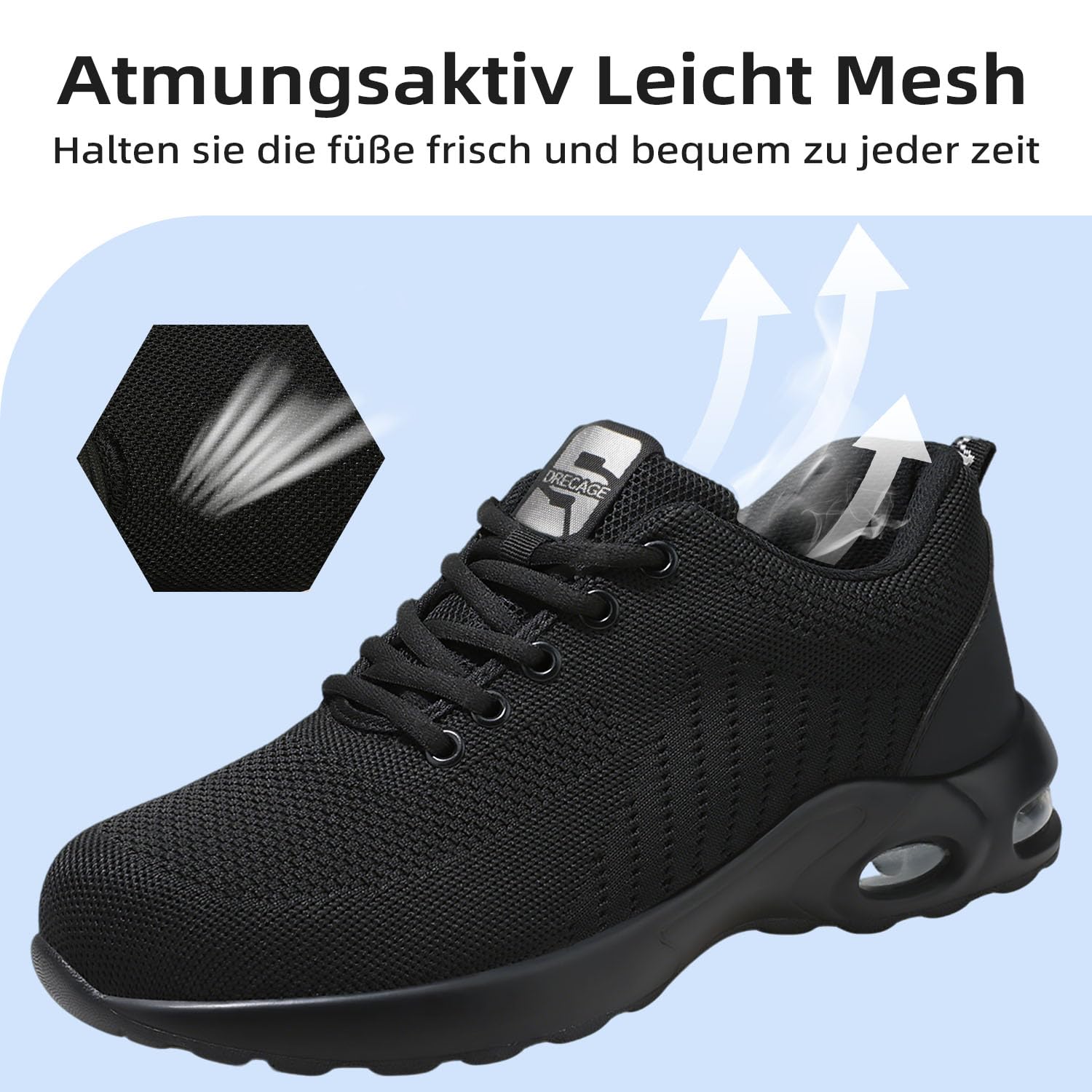Scarpe da lavoro da donna, leggere, antinfortunistiche, traspiranti, sportive, con punta in acciaio, antiscivolo, con punta in acciaio