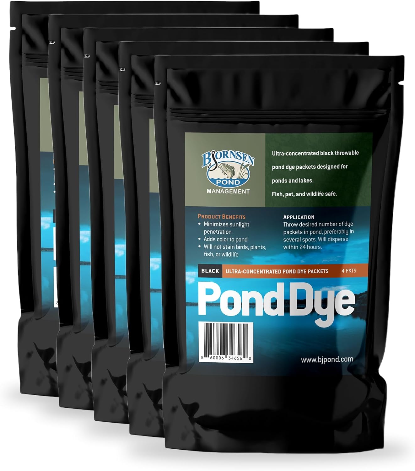 Black Ultra-Concentrated Pond Dye Packets-Dry (5 Pouches containing 20 Total Packets)