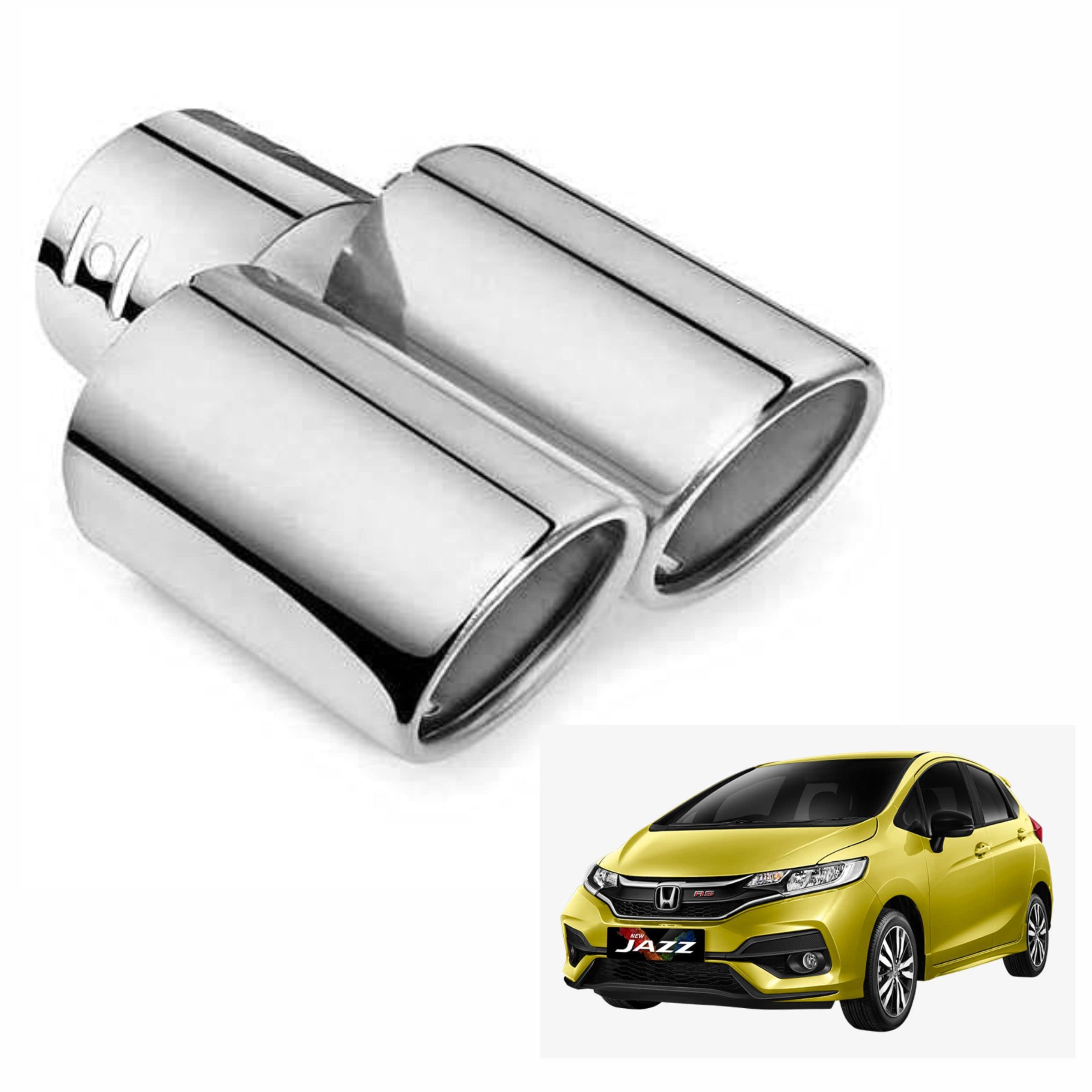 Dual Silencer Exhaust Tip Pipe Rustproof Stainless Steel Muffler Tail End Outlet 1Pcs For Honda Jazz-image-14