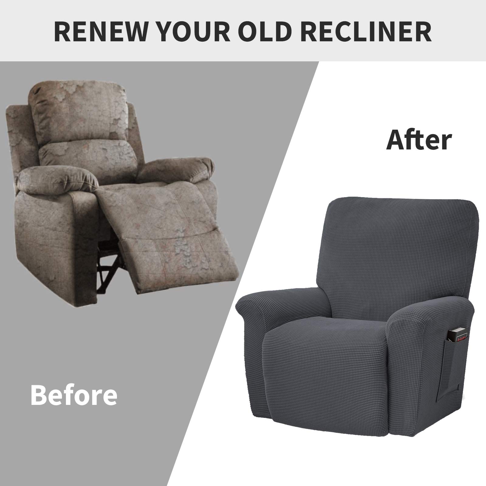 Topchances Stretch fauteuilhoes, 4-delige antislip bankhoes, jacquard