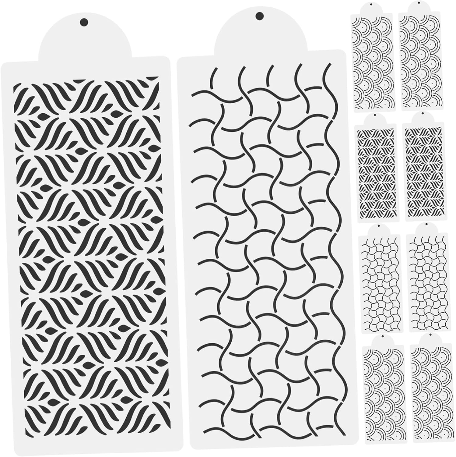 Zerodeko 12pcs Cake Stencils Reusable Baking Templates for Decorating Cakes Cookies and Pastries for Crafts and Fondant Art