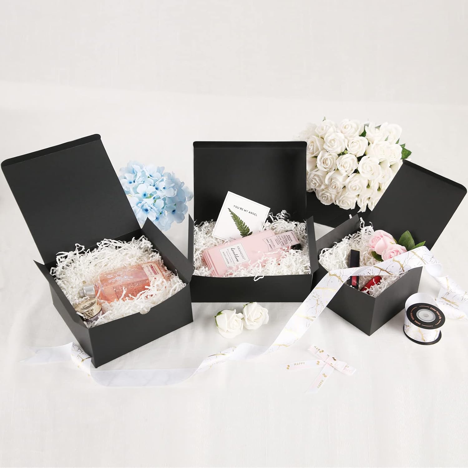 JINMING 30 Gift Boxes 6x6x4 Inches, Matte Black Gift Boxes Bulks for Mother's Day, Father's Day, Party, Birthday, Groomsman Proposal Boxes for Light Gifts