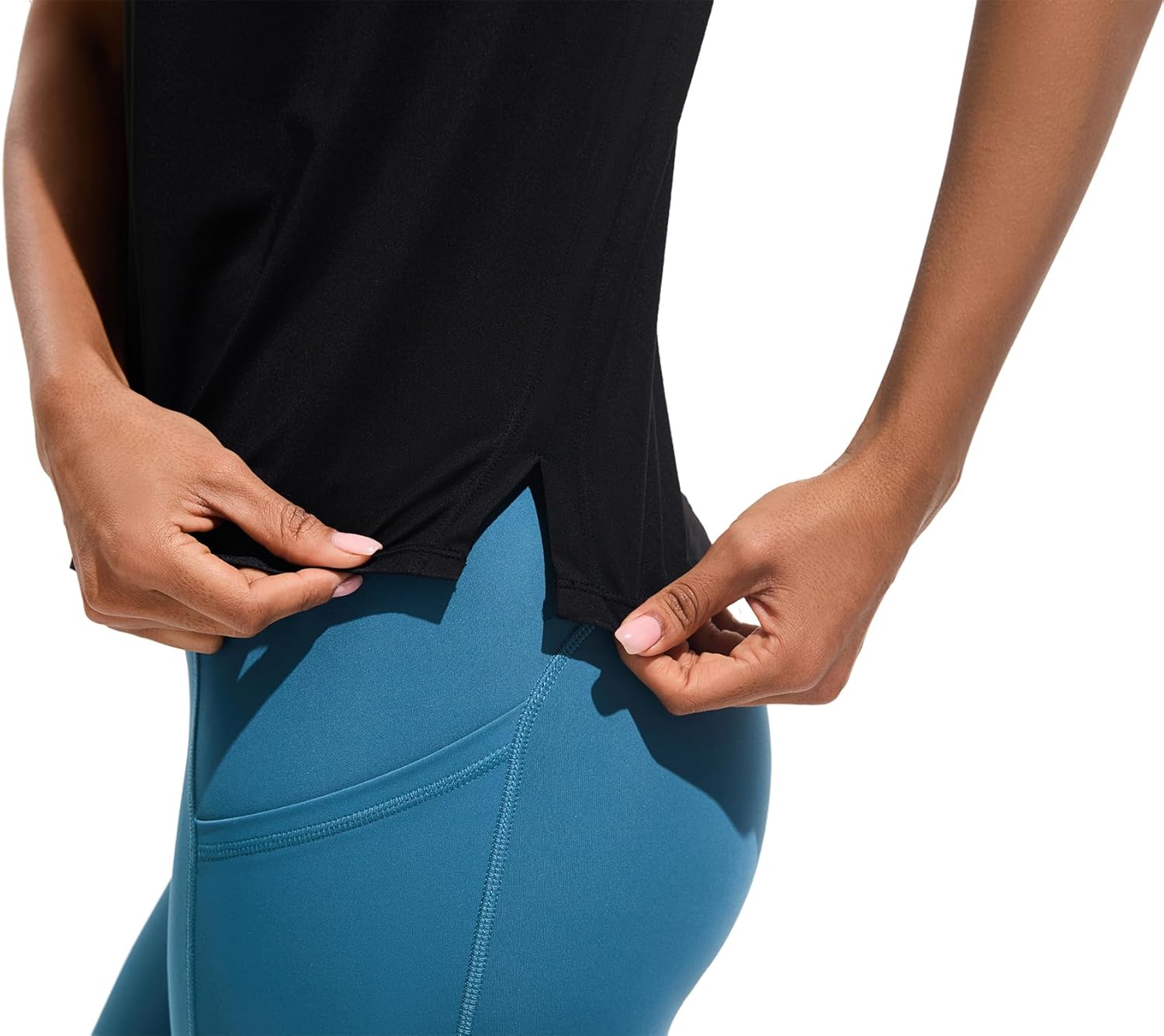 Ice Silk Women's Short Sleeve Workout Shirts Loose Fit Side Slits Athletic Tee Tops - Image 5