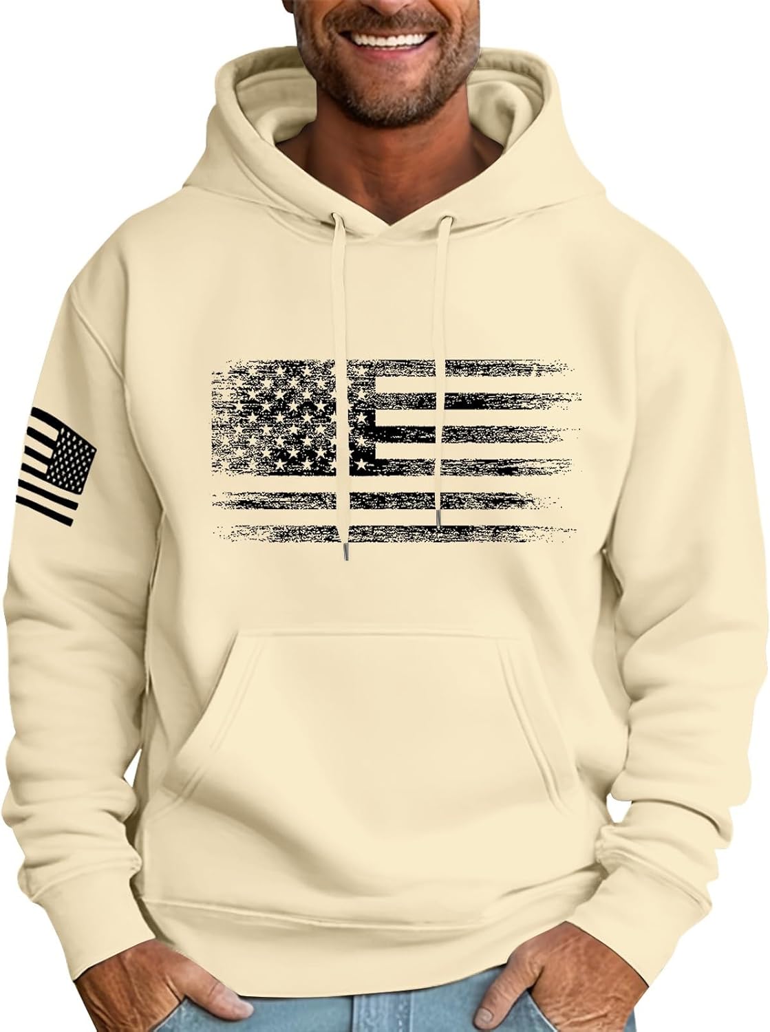 Ymosrh Men's Patriotic Hoodies USA Flag Print Hoodie Unisex Hooded Sweatshirt Pullover Casual Fashion Hoodies, M-6XL
