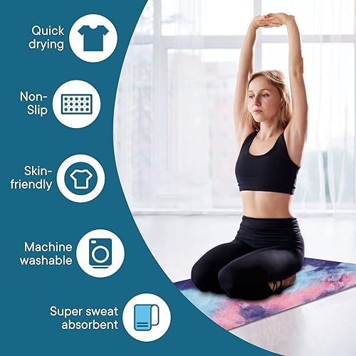 Miniatura 21 de Toallas de yoga, toalla antideslizante para esterilla de yoga caliente con puntos de agarre, manta de yoga de microfibra suave súper absorbente para
