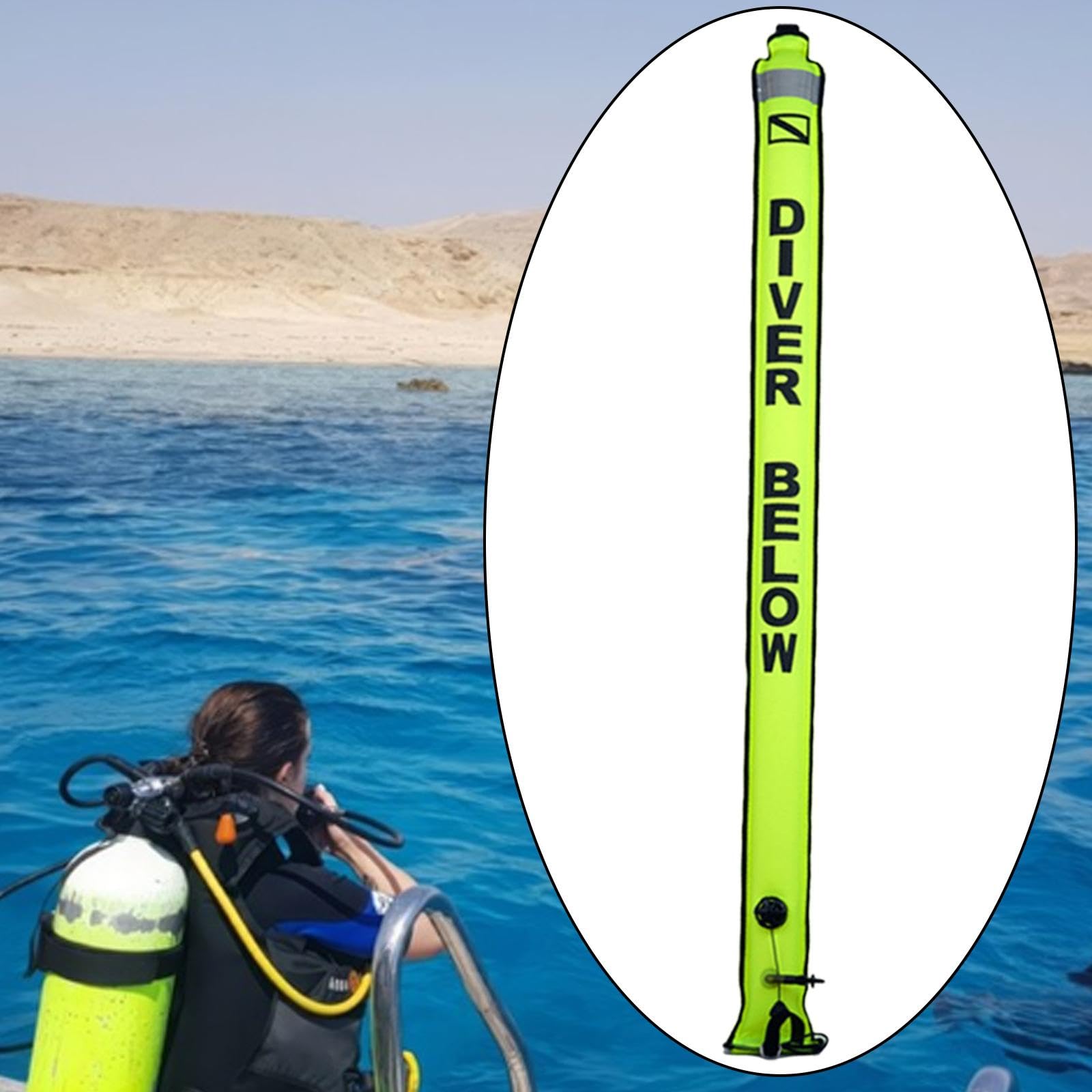 Bouée de Plongée Parachute de Palier Marqueur Flottant Tube de Sécurité Très Visible avec Bandes Réfléchissantes Adaptée pour La Plongée sous-Marine E