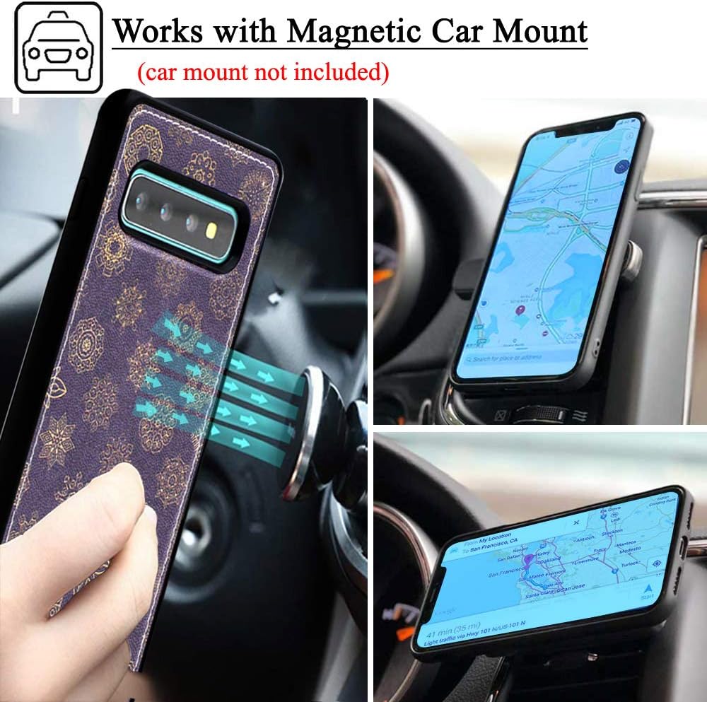 MEFON Galaxy S10 Plus Wallet Case Leather Detachable, Durable Slim, Enhanced Magnetic Closure, with Wrist Strap, Card Slot, Kickstand, Luxury Flip Folio Cases for Samsung Galaxy S10+ (Mandala 1)