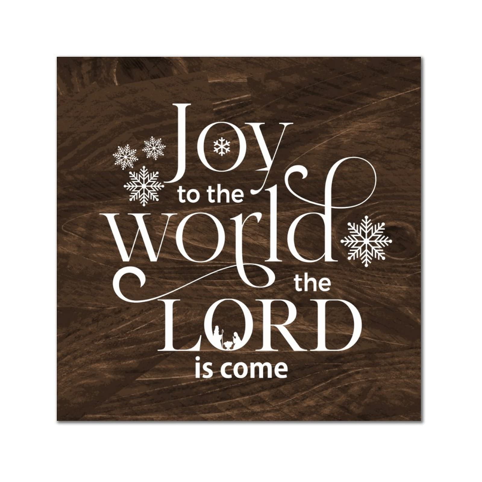 Plaque murale en bois Joy to The World 30x30 cm décor vintage