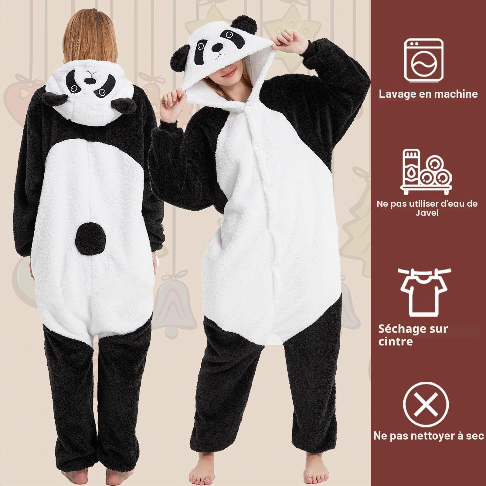 LATH.PIN Pyjama panda, unisexe, pour adulte, pour cosplay, Halloween, carnaval, costume d'animaux, pour l'hiver