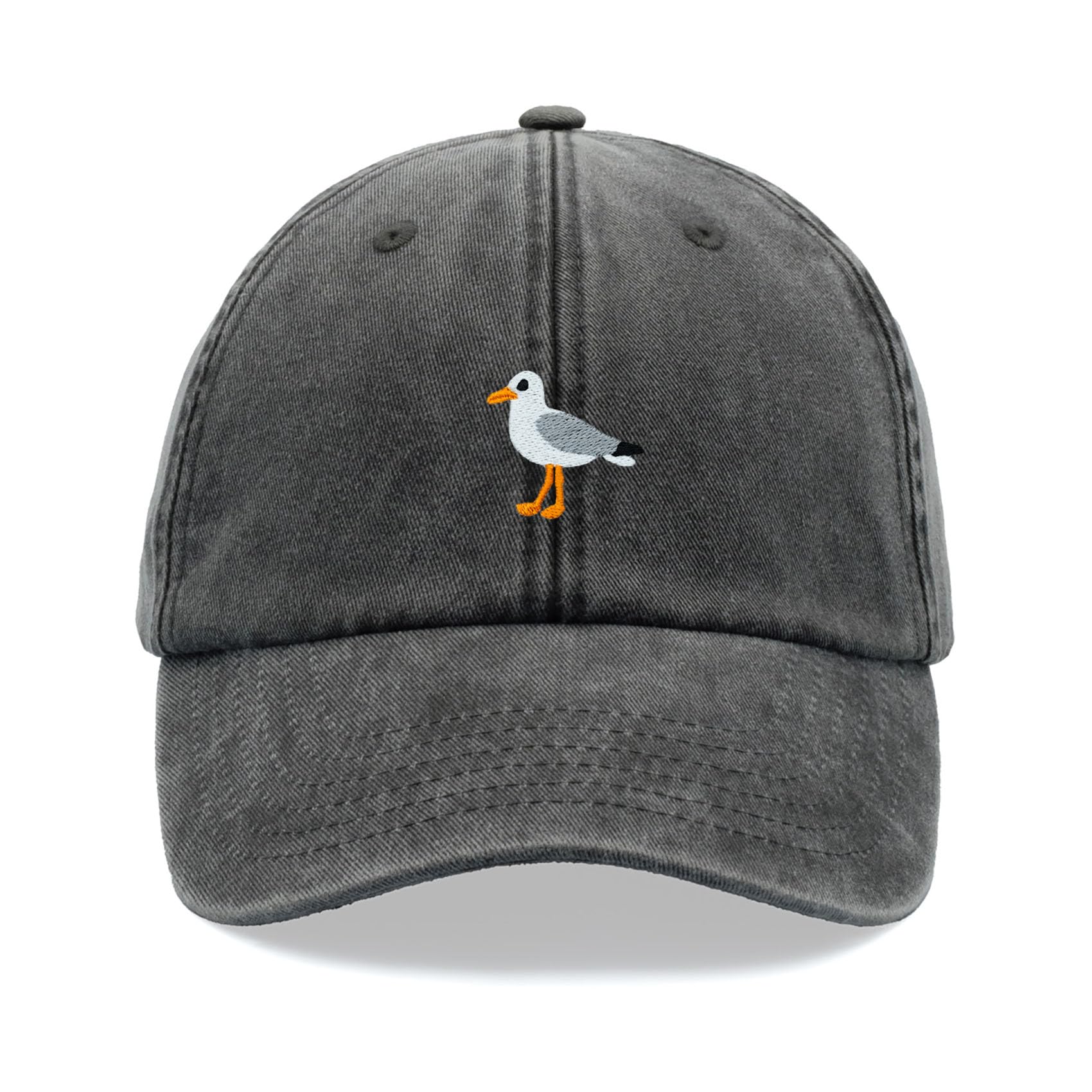 Cap Base Unisex Black Seagull Baseball Cap Vintage Washed Dad Hat Adjustable