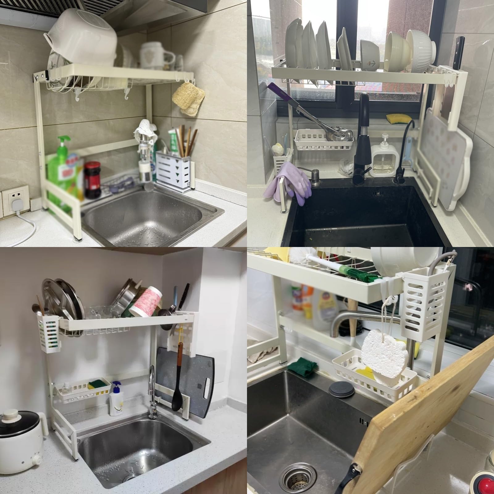 Abtropfgestell für die Spüle mit Stahlrahmen, großes Fassungsvermögen, Abtropfgestell für Küchenarbeitsplatte, zusammenklappbarer Aufbewahrungs-Organizer, 81,3 x 26,7 x 77,9 cm