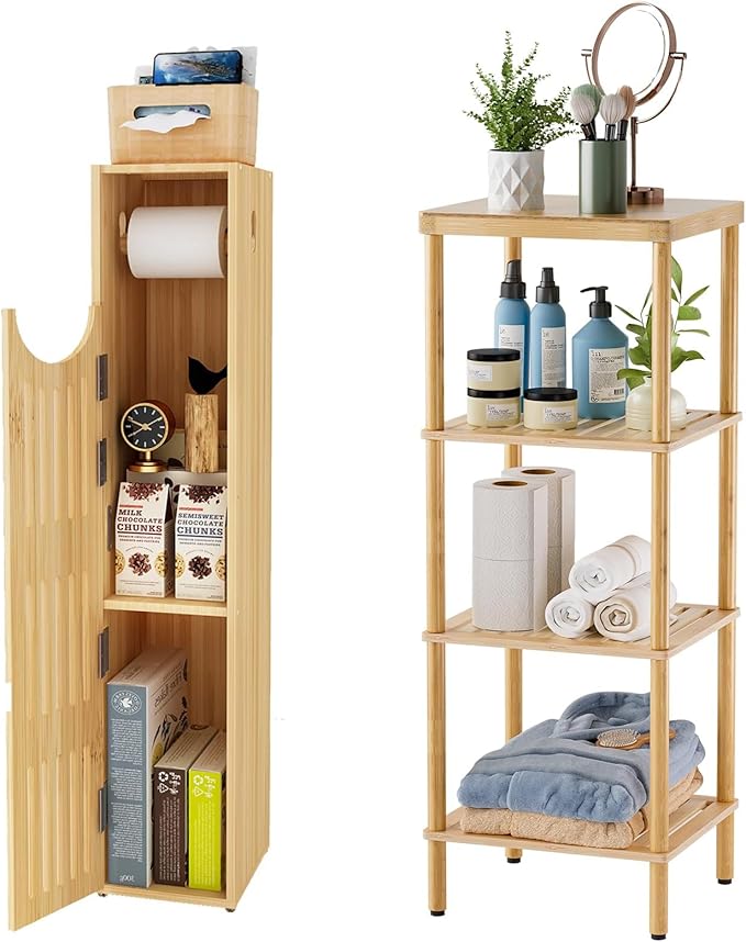 Amazon.com: AmazerBath 4-Tier Bamboo Bathroom Shelf Toilet Paper ...