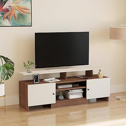 Burlyworth Kashvi Engineered Wood Tv Unit for Living Room, Set Top Box Stand, LED Cabinet (LH)