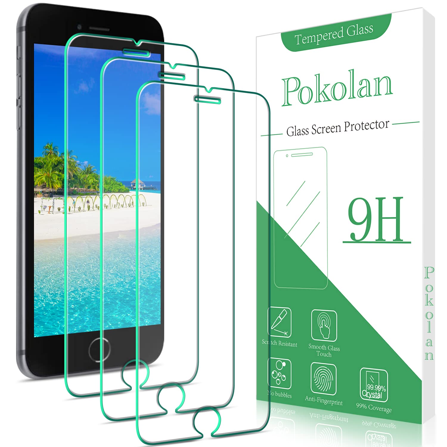 Pokolan [3 Pack] Screen Protector for iPhone 8, iPhone 7, iPhone 6s, iPhone 6, iPhone SE 2020 Tempered Glass, Upgraded version, Case Friendly, 9H Hardness, Bubble Free, Anti-Scratch, Easy to Install